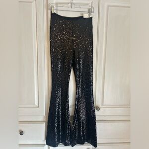 NWT Anthropologie Joni sequin flare pants size 0 black